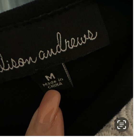 Alison Andrews Black Top Blouse Crochet Collar Minimalist Short Sleeve Medium M - Picture 5 of 12